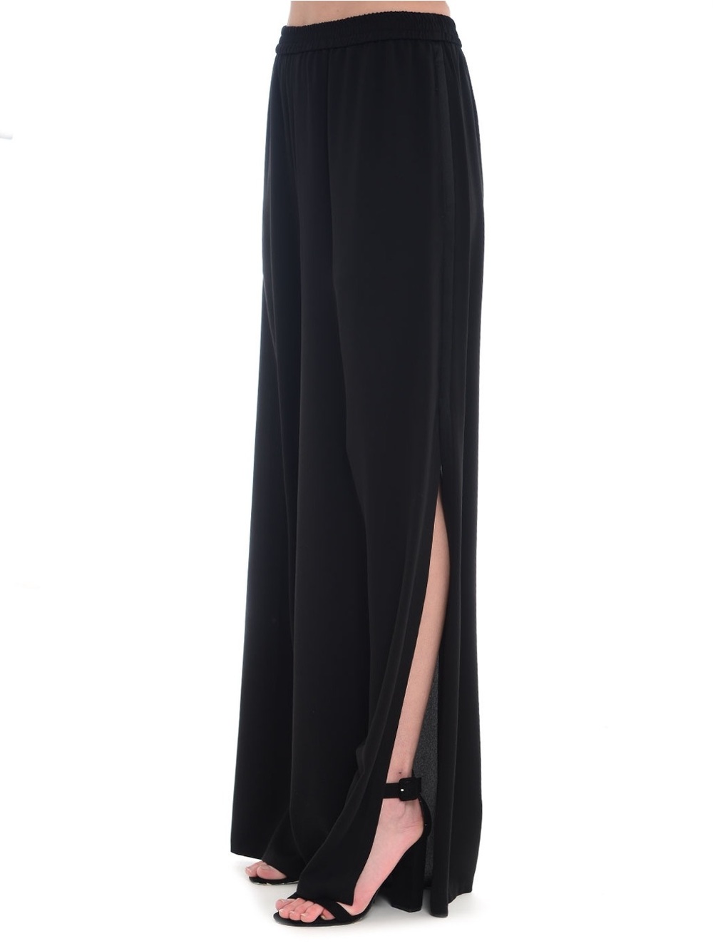 MaxMara Black Wide-Leg Side-Slit Palazzo Pants